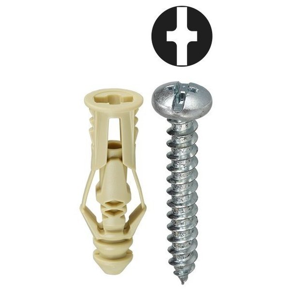 L.H. Dottie Triple-Grip Screw Anchor, 1-3/16" L, Nylon TG6KTP